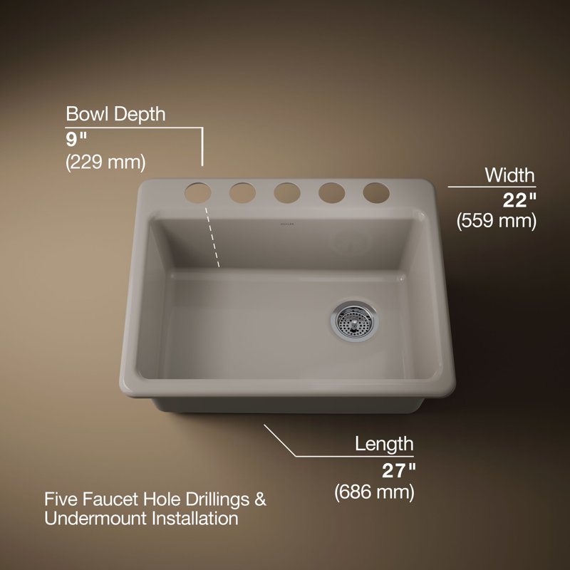 Riverby 27" Undermount Single-Bowl Workstation Kitchen Sink, Truffle