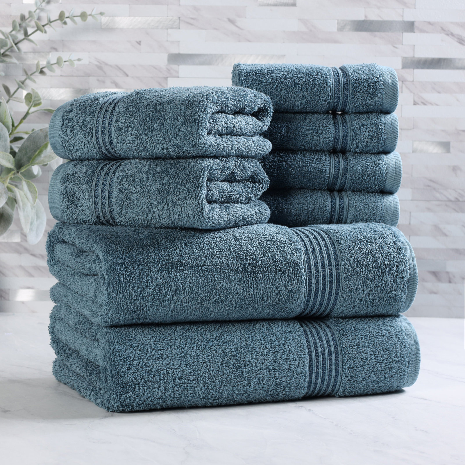 Alexia 8-Piece Egyptian Cotton Towel Set, Sapphire