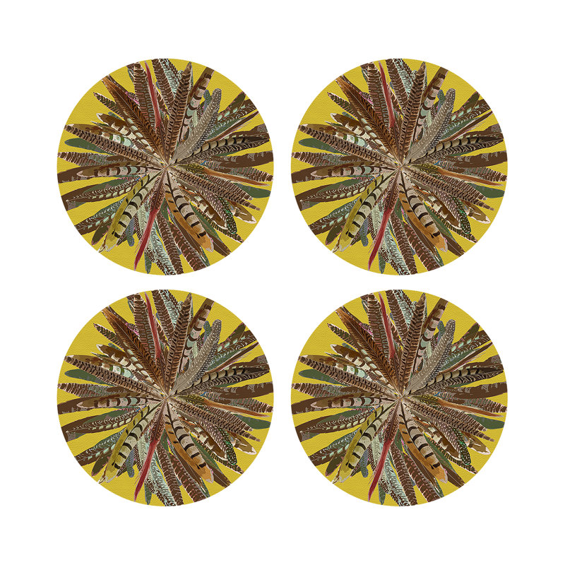 Napperon Pheasant Feathers, Jaune