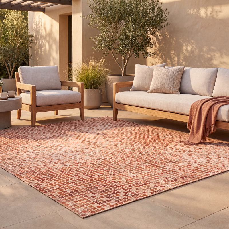 Tapis Myrtle2 moderne à motif mosaïque mouchetée abstraite orange, rouge et crème, lavable à la machine, antidérapant, à poils courts, pour l'intérieur et l'extérieur, adapté aux animaux domestiques, idéal pour le salon, la chambre, la salle à manger, l'entrée, le couloir ou le bureau.