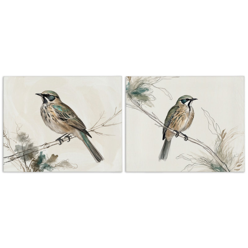 Ensemble de 2 reproductions d'art sur toile perchées, H 16 po x l 20 po