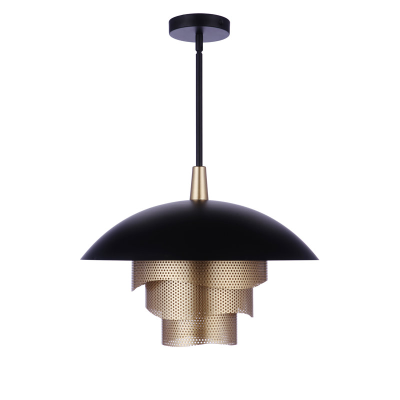 Luminaire suspendu en forme de dôme à 1 lumière DEL, Noir mat