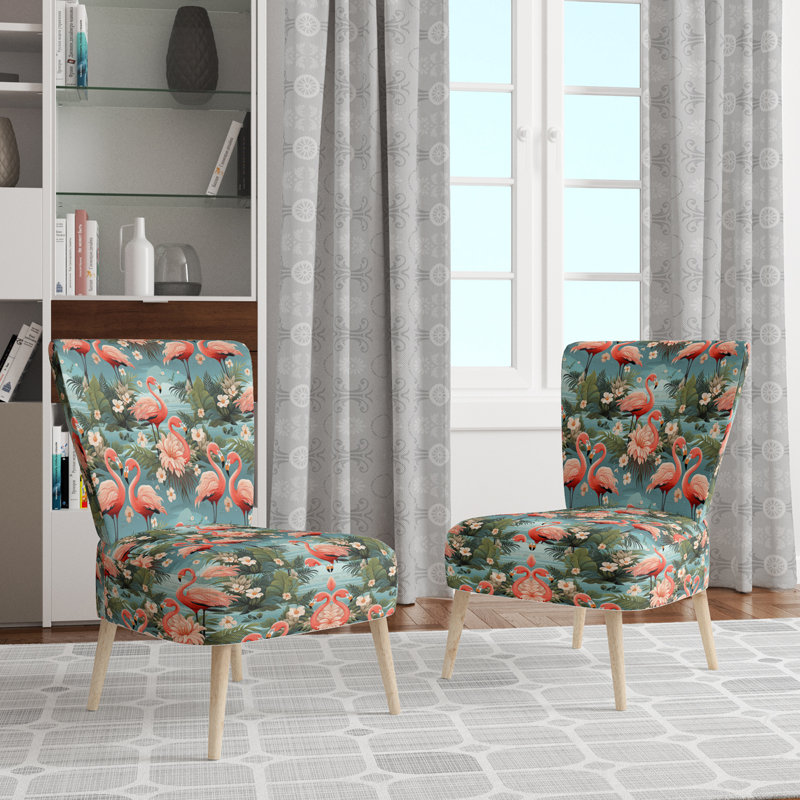 Chaise d'appoint rembourrée Flamingo Botanical Bliss