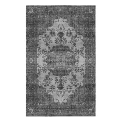 Tapis noir lavable à la machine Vintage