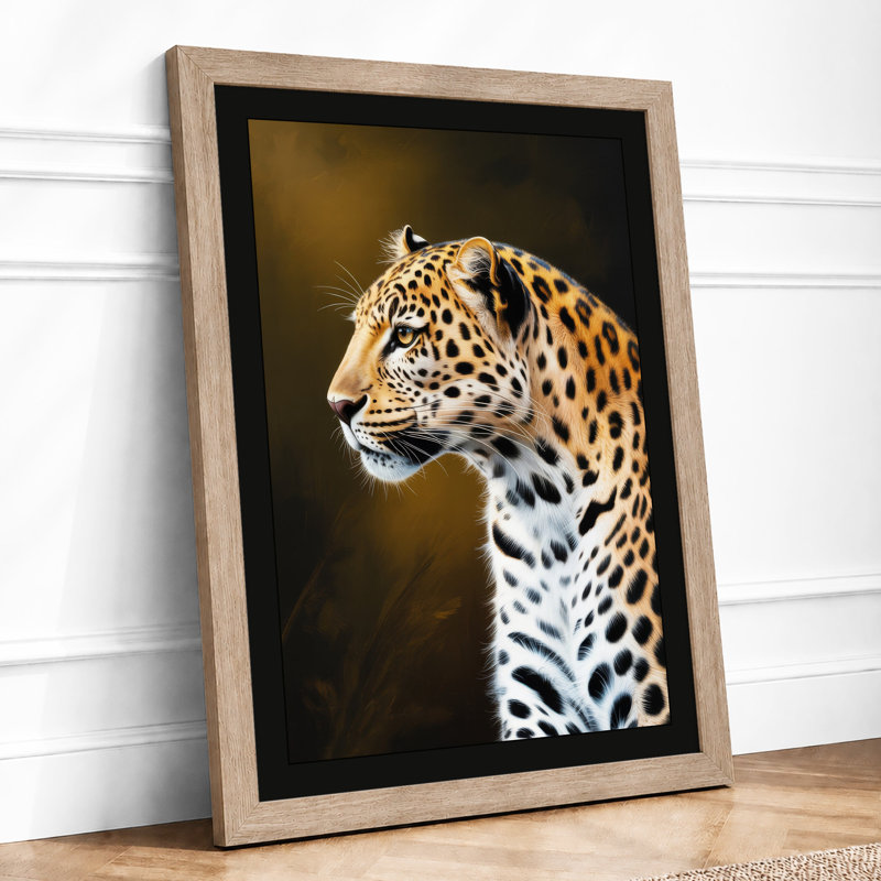 Leopard In Profile Modern - Print, Oak, A4 - 29.7 x 21.0 cm
