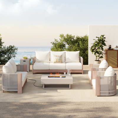 7-person Outdoor Patio Conversation Set With Fire Pit Table
