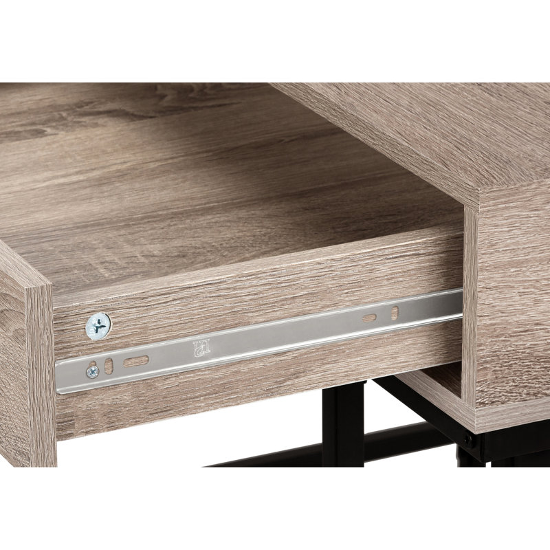 Bureau d'ordinateur moderne avec compartiment de rangement, l 48 po, stratifié brun, ordinateur portable de bureau en métal noir