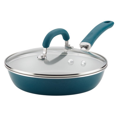 Rachael Ray Create Delicious Nonstick Induction Deep Frying Pan / Skillet with Lid, 9.5 Inch