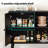 Sideboard Buffet Cabinet With 3 Rattan Doors, Modern Kitchen Storage Console Cabinet, Accent Cabinet-1580027824-1580027825