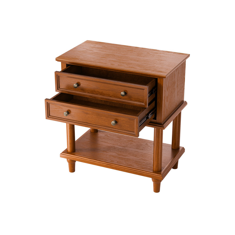 Table de chevet 2 tiroirs avec tablette ouverte Affinia