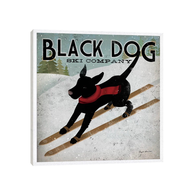 Black Dog Ski Co. II by Ryan Fowler - Gallery-Wrapped Canvas Giclée on Canvas, White Floater Framed, 45.72 cm H x 45.72 cm W