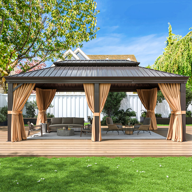20'X12' All-Weather Aluminum Gazebo – 4.7-Inch Heavy-Gauge Frame & Built-In Water Diversion, Extra-Wide Columns For Unmatched Strength