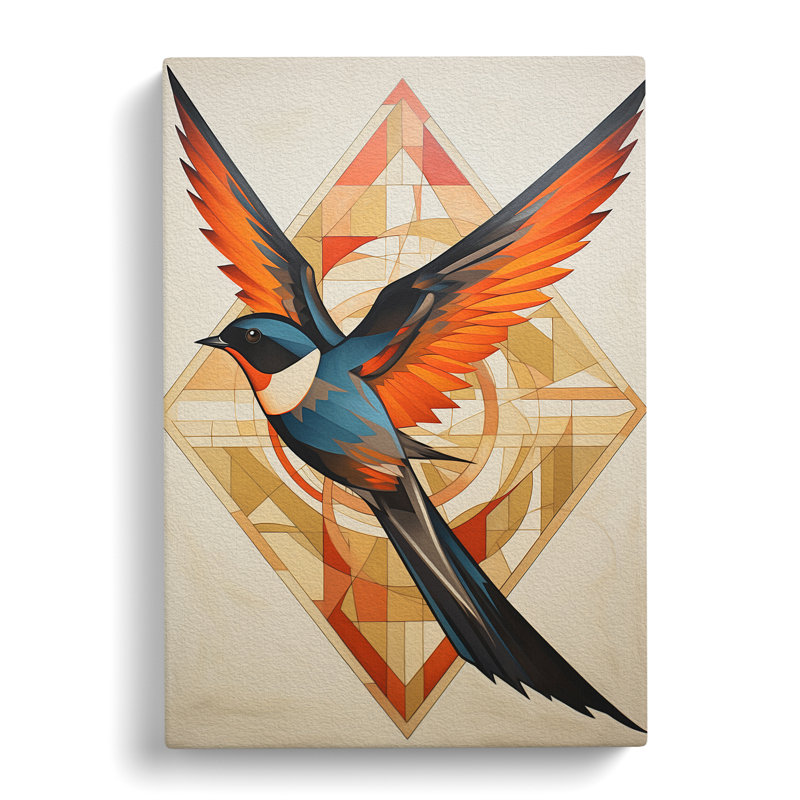 Swallow Geometric - No Frame Print, 50cm H x 35cm W x 3cm D