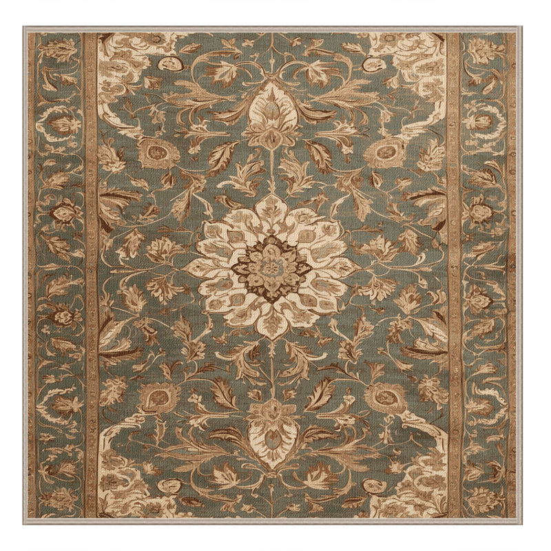 Machine Washable Persian Brown Area Rug, Square 3'