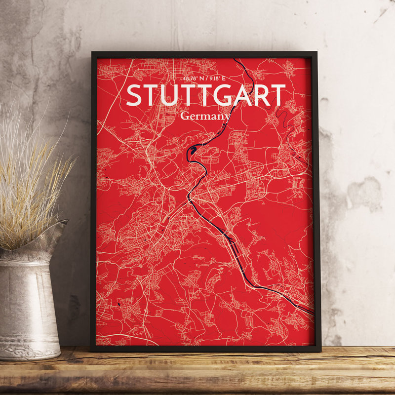 Stuttgart City Map - No Frame Print, 61cm H x 45.7cm W x 0.13cm D