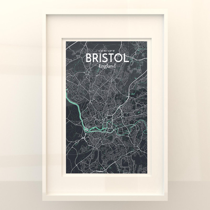 Bristol, carte de la ville, impression, H 36 po x l 24 po x P 0,05 po, Rêve