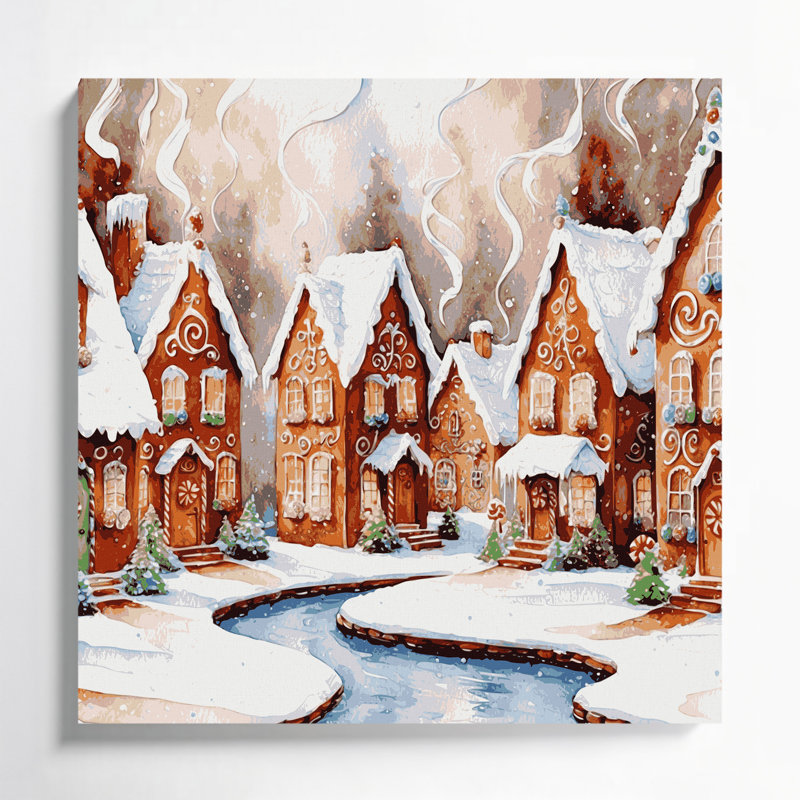 «Desserts Gingerbread house», art mural sur toile grise