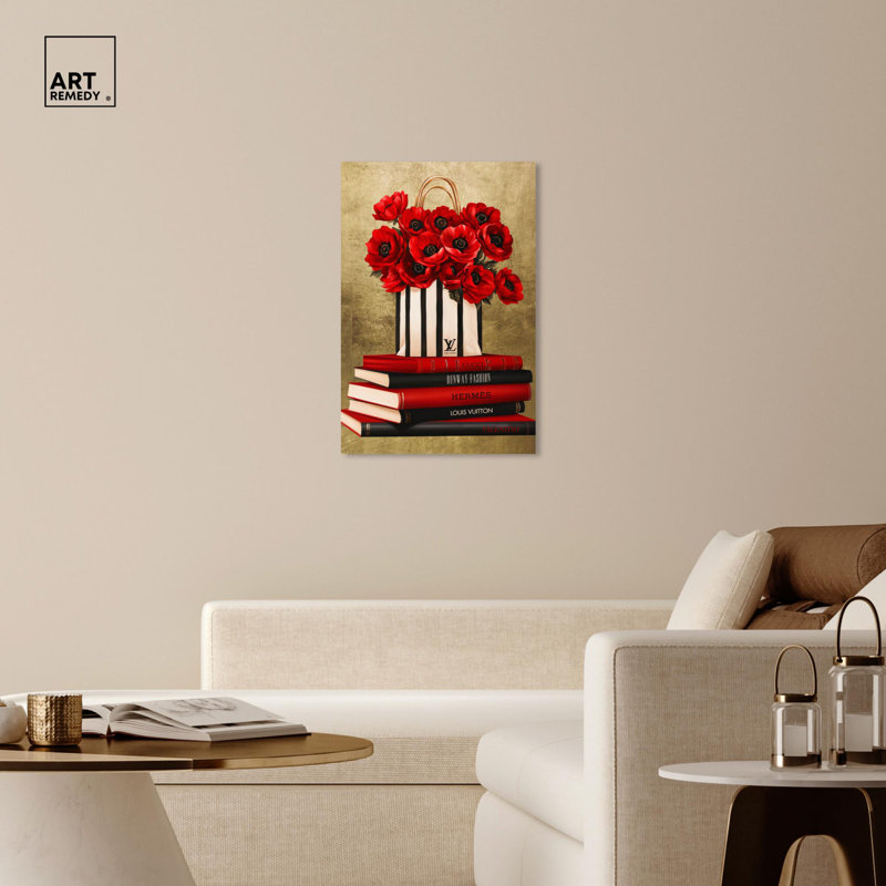 Illustration de mode sur toile fantaisie et livres par , H 36 po x l 24 po, Toile tendue