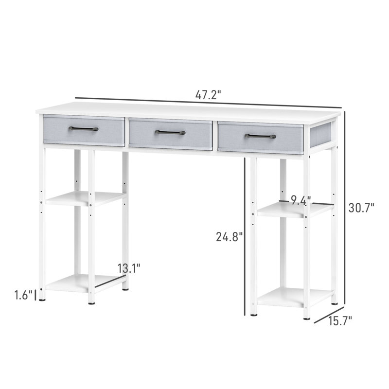 Petit bureau d'ordinateur (sans la chaise), Blanc, Blanc