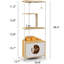 Chat multifonctionnel avec poste d'alimentation et poteau à griffer - pied blanc + chêne, utilisateur - pour poteau d'intérieur pour chats, amusement sécuritaire