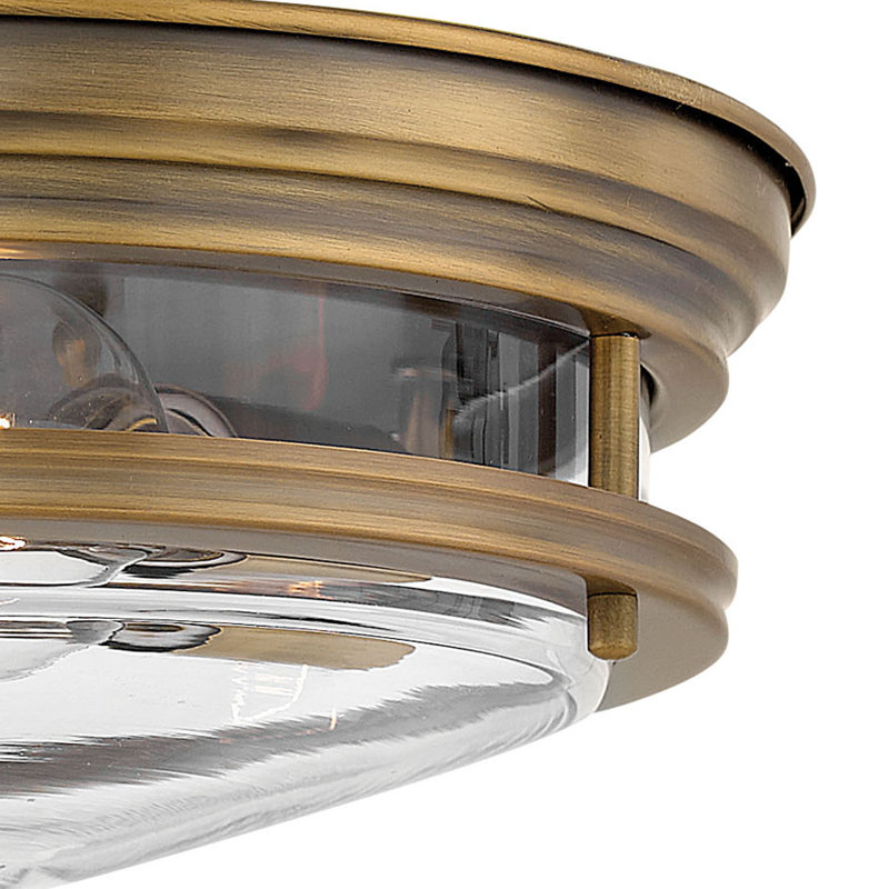 Hadley Two-Light Flush Mount Ceiling Light, Brushed Bronze, Incandescent, Clear