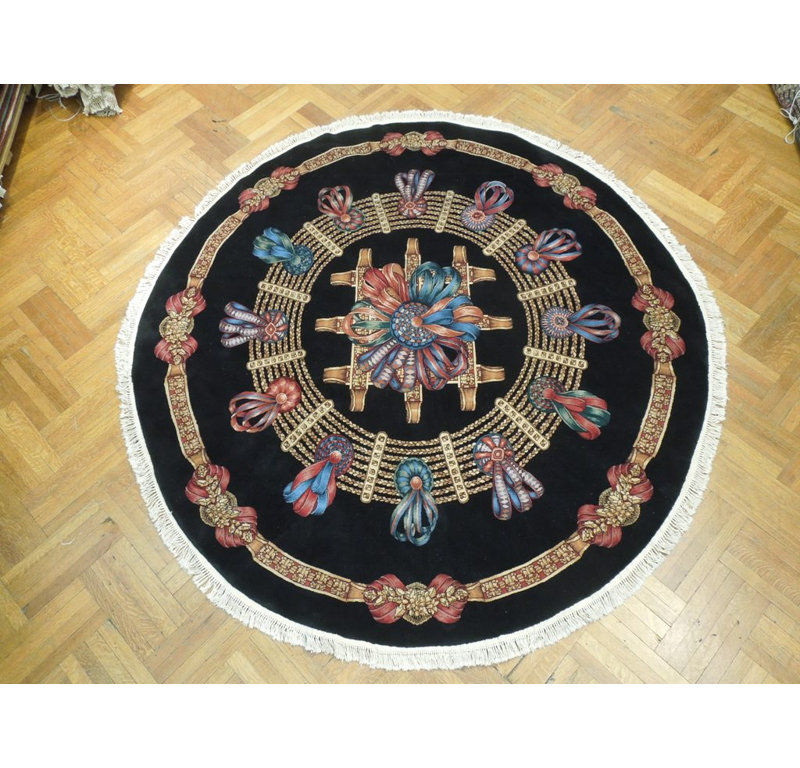 Tapis transitionnel rond en soie 9 x 9,5 # PIX-20855