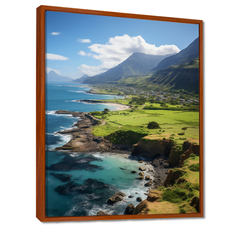 Hawaï, paysage d'Hawaï II - art mural d'Hawaï, H 44 po x l 34 po x P 1,5 po, Cadre flottant brun
