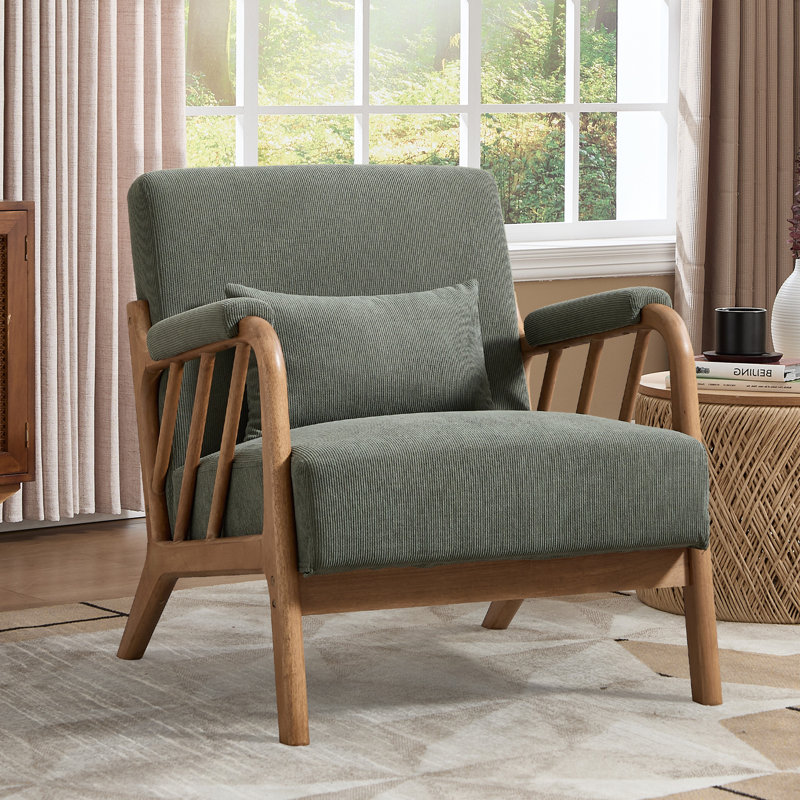 Fauteuil d'appoint moderne rembourré en bois massif Salma de 27,17 po de largeur avec coussin supplémentaire Salma