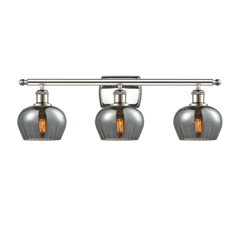 Éclairage pour salle de bain à intensité variable 3 lumières Lyman, Ampoule incandescente rétro de 60 watts, Laiton brossé