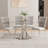 47.2" Dining Table Set for 4, Modern Round Glass Dining Table Set With 4 Upholstered Chairs, for Dining, Kitchen-218749486-218749473-218749474