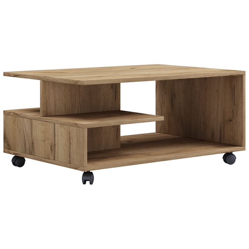 Rashanda Coffee Table with Storage, Oak Wood