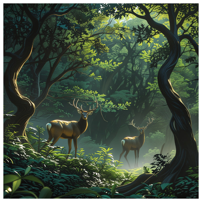 Tapis de bain Deer In Dense Forest, 34in W x 21in L