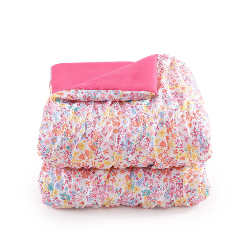 Full Pink Microfiber Reversible Kids Comforter Set