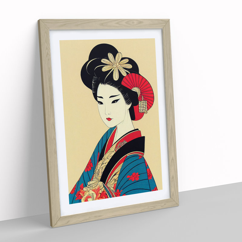 A Gorgeous Geisha - Single Picture Frame Print, 64cm H x 46cm W x 2cm D, Oak Framed