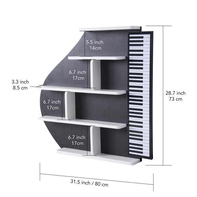 5 Piece Piano Wood Wall Shelf With Lights