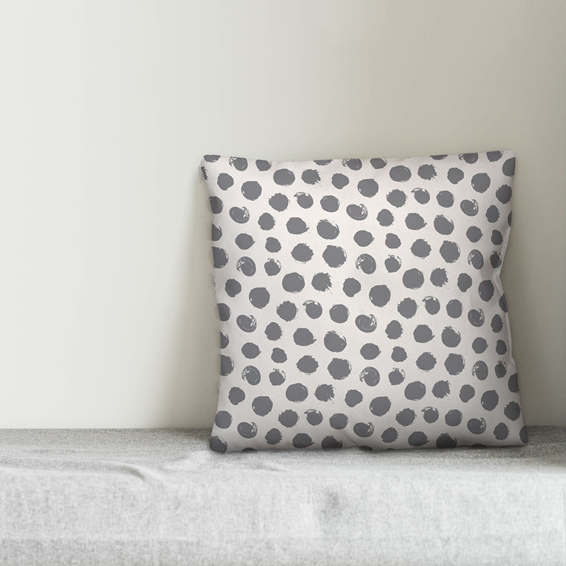 Polka Dots Reversible Throw Pillow, White/Gray Polka Dots 1, 20" x 20"