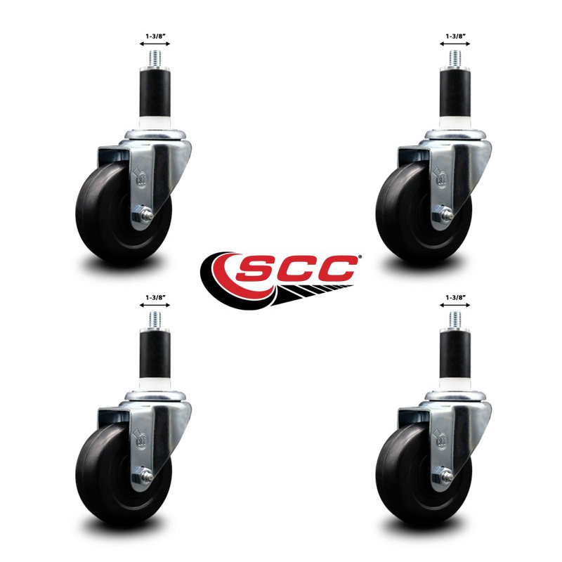 Ensemble de roulettes extensibles à roulettes en caoutchouc souple SCC NB 3,5 po x 1-3 / 8 po