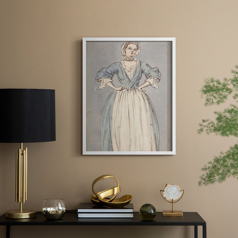 «Vintage Portrait Print», reproduction encadrée Cxx - bois massif, H 11 po x l 9 po, Blanc