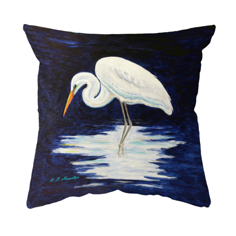 Oreiller intérieur / extérieur Reflecting Egret, 18 po x 18 po