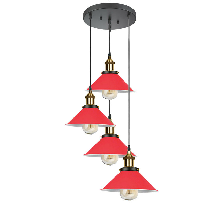 Brecksville 4 - Light Black Cluster Pendant, Red