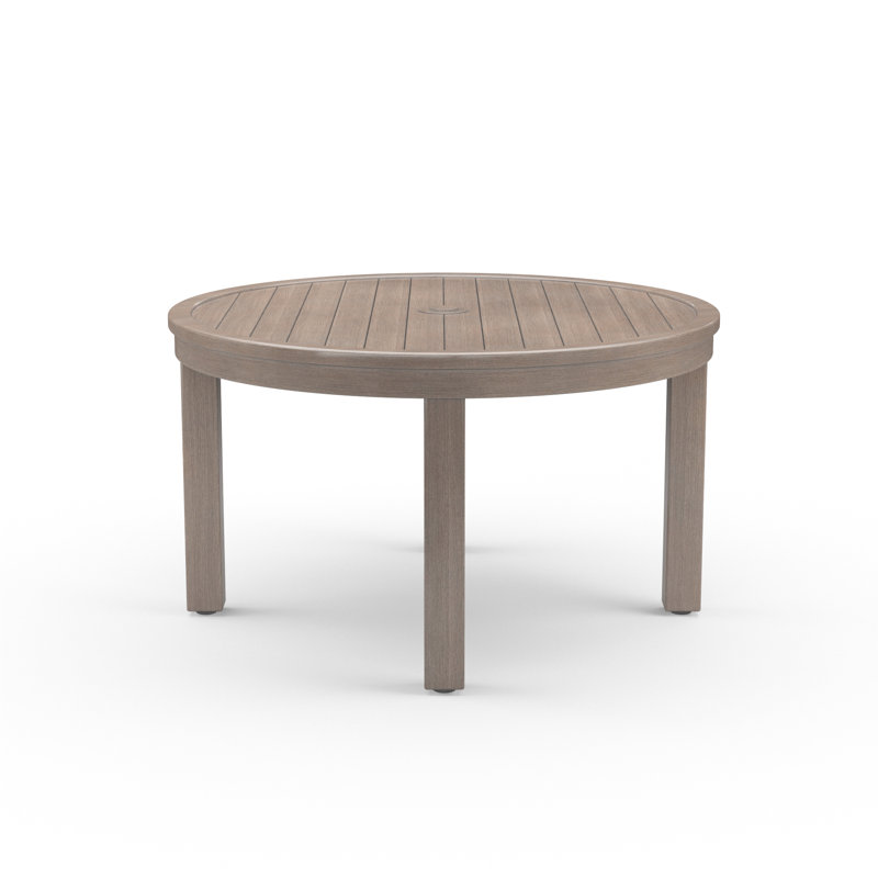 Laguna Round Metal Outdoor Dining Table With Umbrella Hole , 50'' in. W 50'' in. D