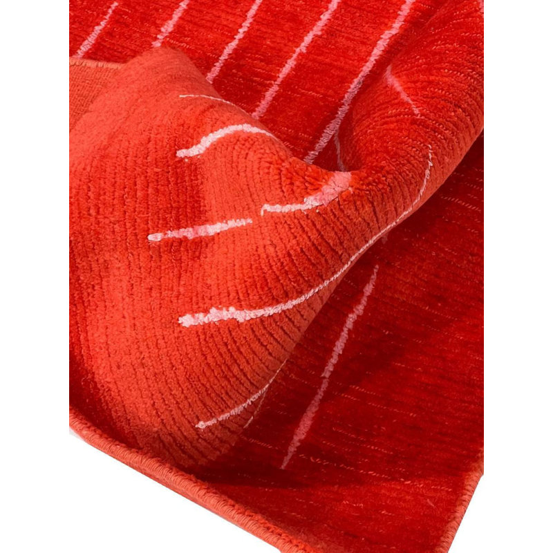 Canvello Hand Knotted Overdyed Dark Red Area Rug - 4' X 6'