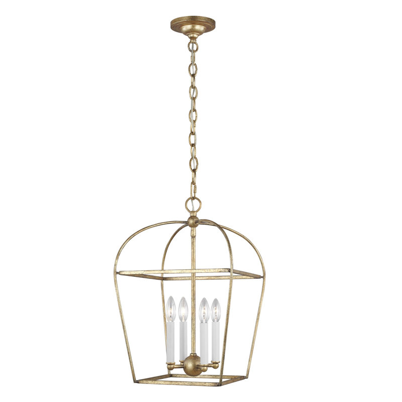 Lustre géométrique à 4 lumières Lilo par Chapman & Myers, Or antique, H 21 po x l 13,375 po x P 13,375 po