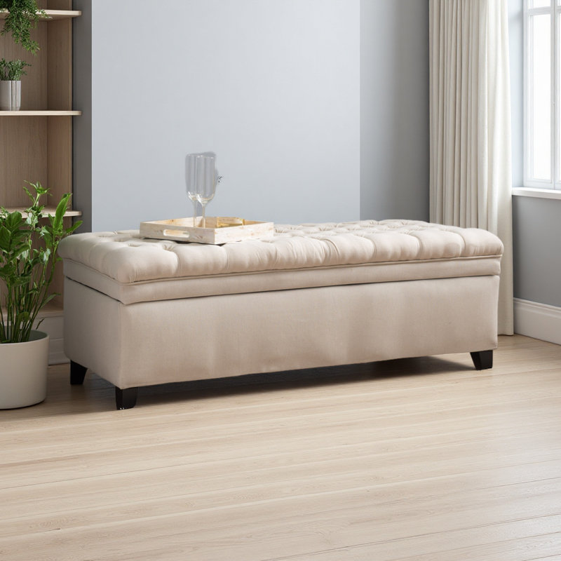 OTTOMAN DE RANGEMENT, Beige