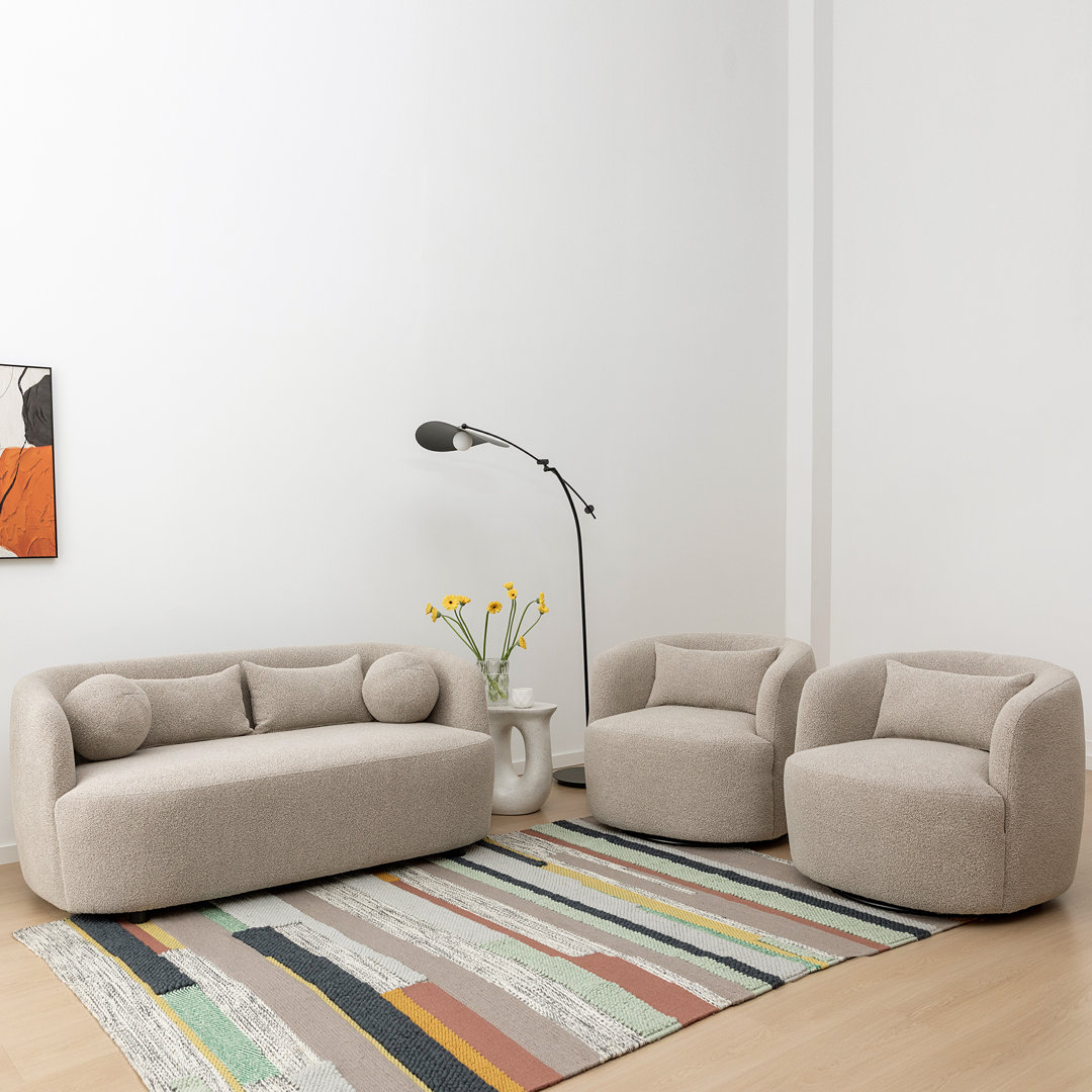 Cherity 3 - Piece Boucle Living Room Set Wade Logan® Upholstery