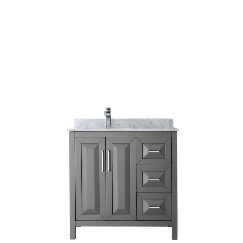 Ensemble de meuble-lavabo simple 36 po Daria, Gris, Chrome poli