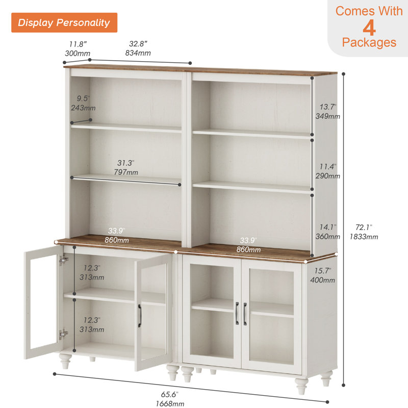 Chinwe 72.1"H X 67.7"W Storage Bookcase