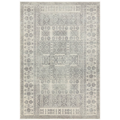 Grey Traditional Abstract Easy To Clean Rug For Living Room Bedroom And Dining Room