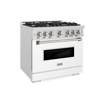 ZLINE 36 in. 5.2 cu. ft. Classic Gas Range with 6 Burner Cooktop and Convection Gas Oven in Satin Stainless Steel with Door