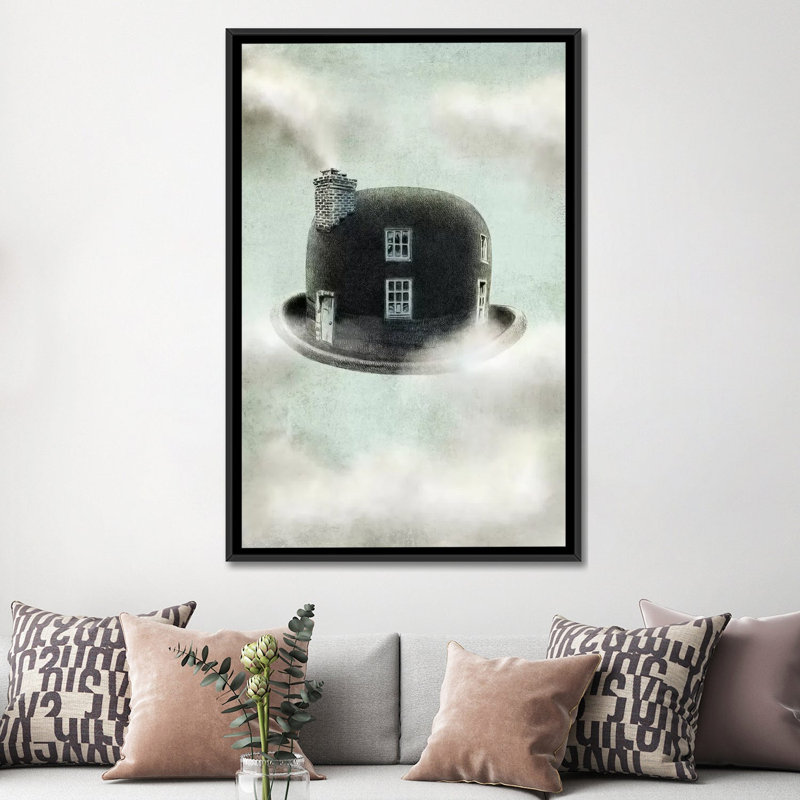 « rêver », impression sur toile, H 26 po x l 18 po x P 1,5 po, Toile encadrée noire, Pas de tapis